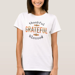 Thankful Grateful Blessed Cute Fall Thanksgiving  T-Shirt