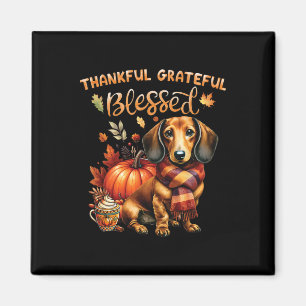 Thankful Grateful Blessed Dachshund Dog Fall Y'all Magnet