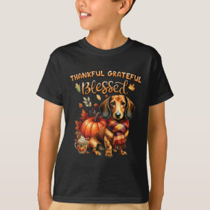 Thankful Grateful Blessed Dachshund Dog Fall Y'all T-Shirt