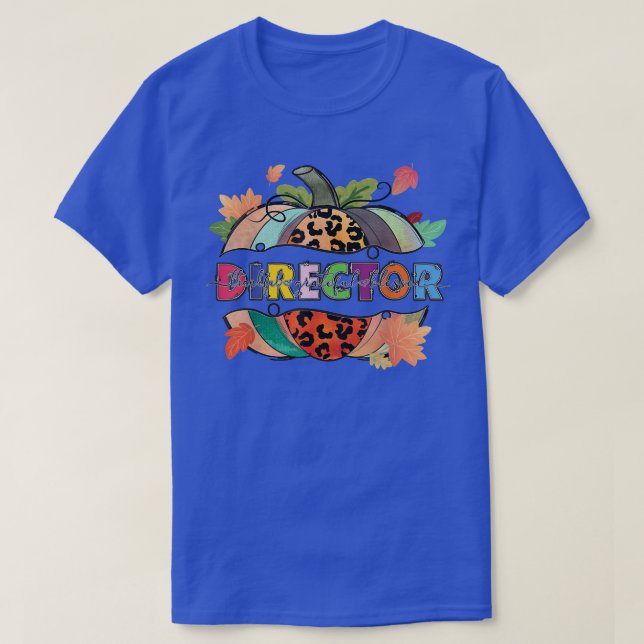 Thankful Grateful Blessed Director Pumpkin Leopard T-Shirt (Design Front)