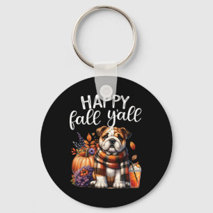 Thankful Grateful Blessed English Bulldog Fall Y'a Keychain