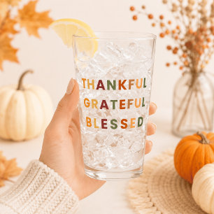 Thankful Grateful Blessed – Fall Glass Cup