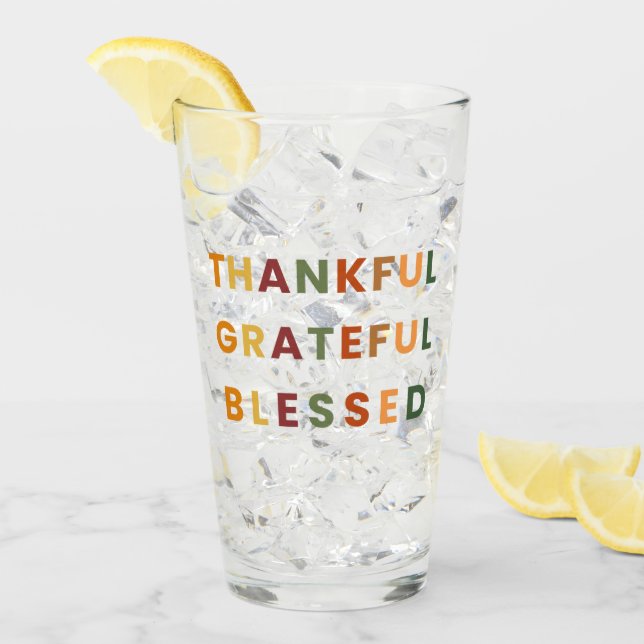 Thankful Grateful Blessed – Fall Glass Cup (Front Ice)