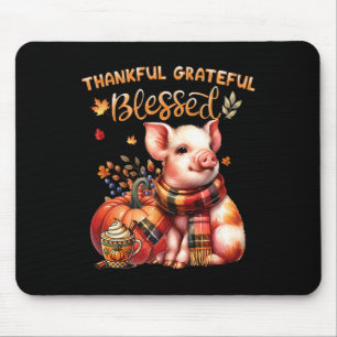 Thankful Grateful Blessed Farm Animal Pig Fall Y'a Mouse Pad