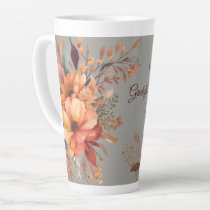 Thankful grateful blessed Floral Thanksgiving  Latte Mug