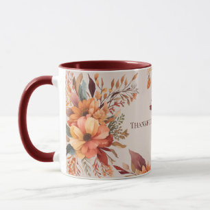 Thankful grateful blessed Floral Thanksgiving Mug