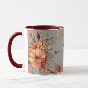 Thankful grateful blessed FloralThanksgiving Mug