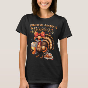 Thankful Grateful Blessed Football Turkey T-Shirt