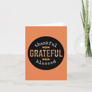 Thankful Grateful Blessed Fun Leopard Print Fall Card