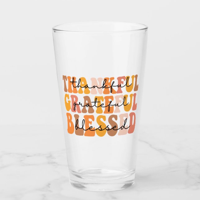 Thankful Grateful Blessed Glass (Front)