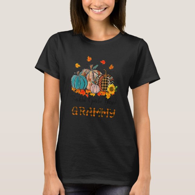 Thankful Grateful Blessed Grammy Pumpkins Thanksgi T-Shirt (Front)