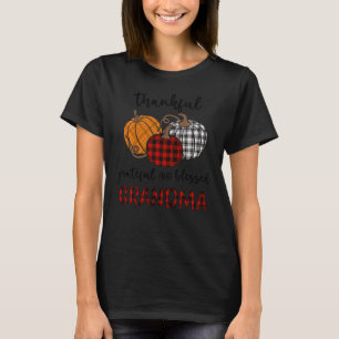 Thankful Grateful Blessed Grandma Plaid Thanksgiv T-Shirt