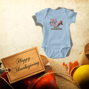 Thankful, Grateful, Blessed, Happy Thanksgiving Baby Bodysuit