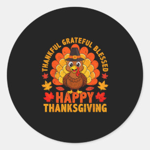 Thankful grateful blessed happy thanksgiving classic round sticker