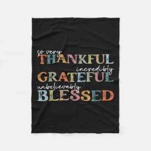 Thankful Grateful Blessed Happy Thanksgiving Day F Fleece Blanket