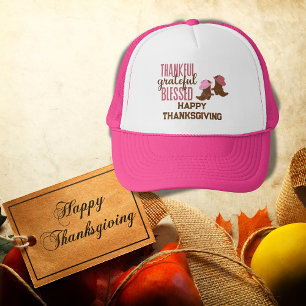 Thankful, Grateful, Blessed, Happy Thanksgiving Trucker Hat