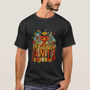 Thankful Grateful Blessed Heart Turkey Hat Thanksg T-Shirt