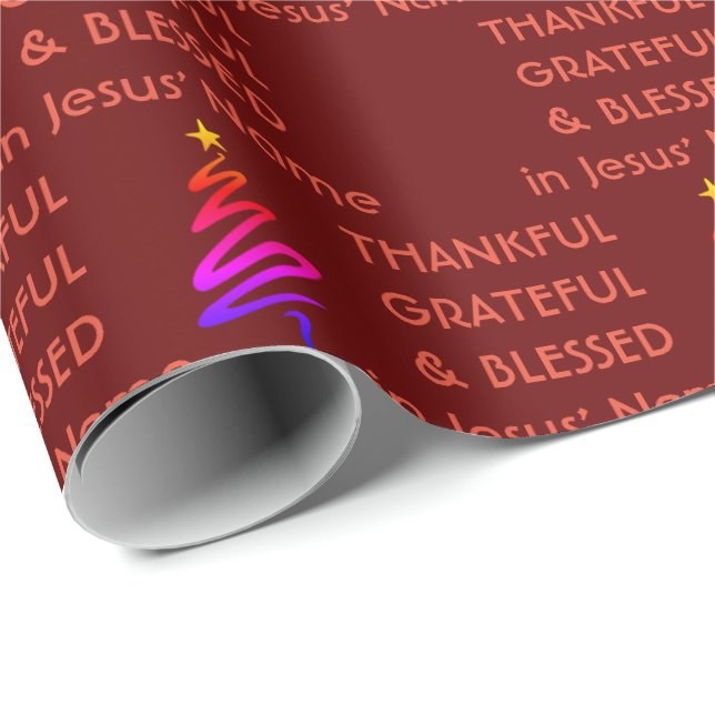 THANKFUL GRATEFUL BLESSED Jesus Christmas Wrapping Paper (Roll Corner)