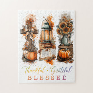 Thankful Grateful Blessed Jigsaw Puzzle