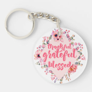 Thankful Grateful Blessed Keychain