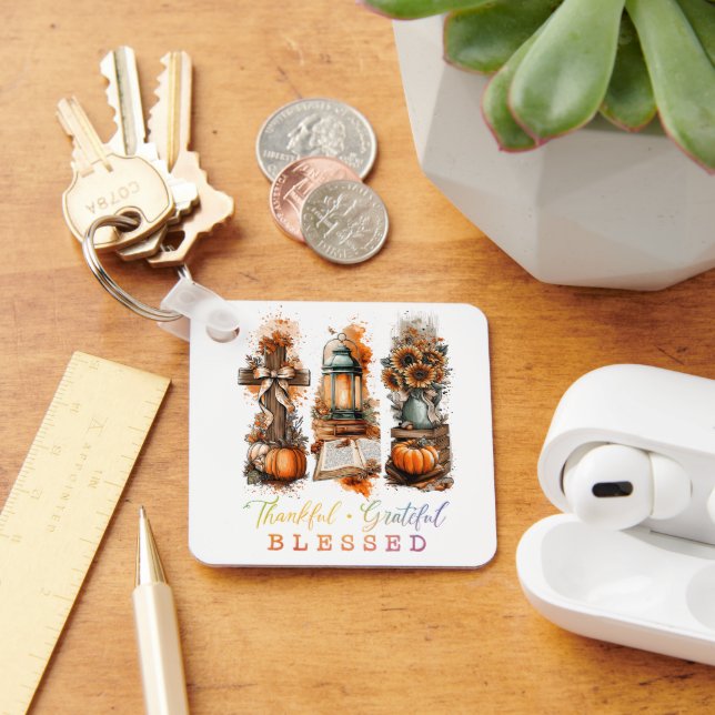 Thankful Grateful Blessed  Keychain (Desk)