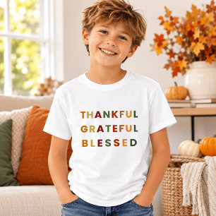 Thankful Grateful Blessed – Kids Fall T-Shirt