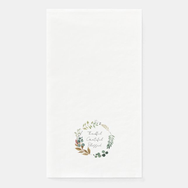 Thankful Grateful Blessed Leaf Art Rustic Modern  Napkin (Front)