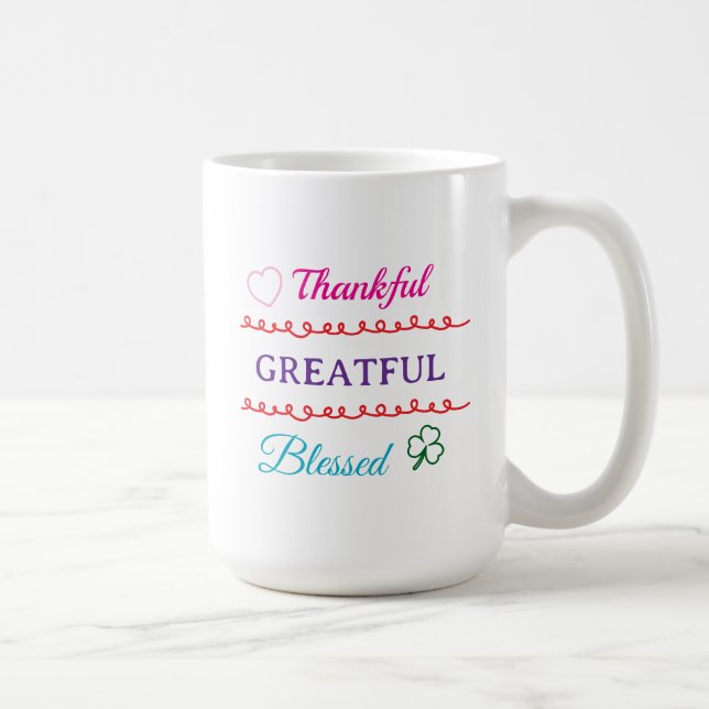 Thankful Grateful Blessed Mug | Faith Inspired Cof (Right)