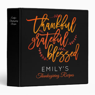 Thankful Grateful Blessed Name Black Thanksgiving Binder