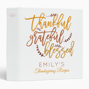 Thankful Grateful Blessed Name Recipe Thanksgiving Binder