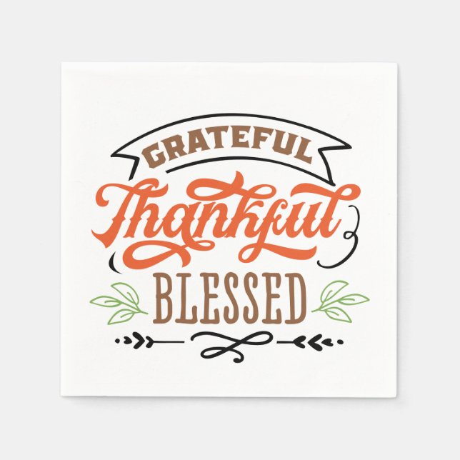 thankful grateful blessed napkin (Front)