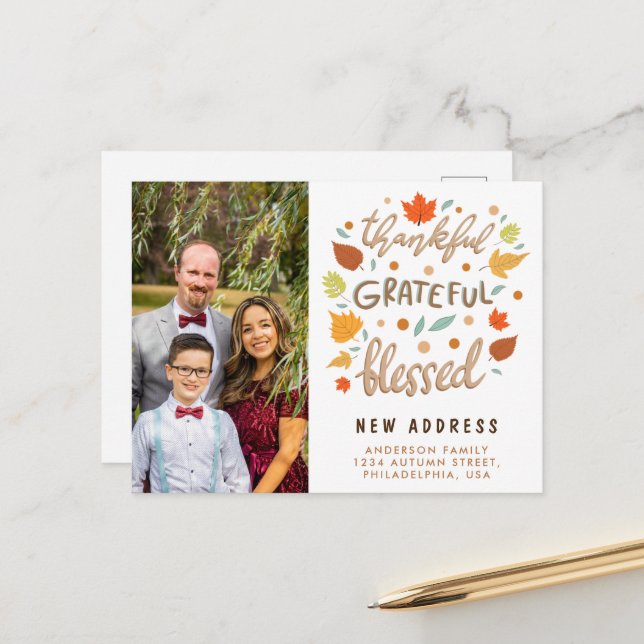 Thankful Grateful Blessed New Address Announcement (Front/Back In Situ)