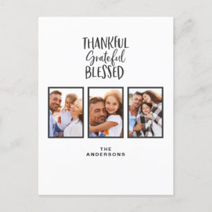 Thankful grateful blessed photo thanksgiving  faux postcard