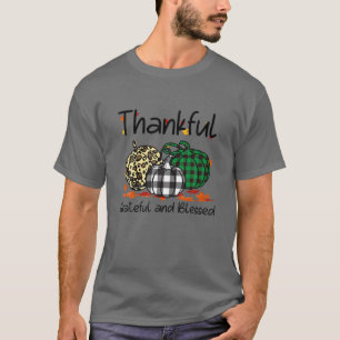 Thankful-Grateful-Blessed Plaid-Leopard Pumpkin Th T-Shirt