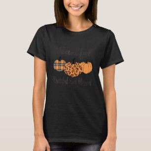 Thankful Grateful Blessed Plaid Leopard Pumpkin Th T-Shirt