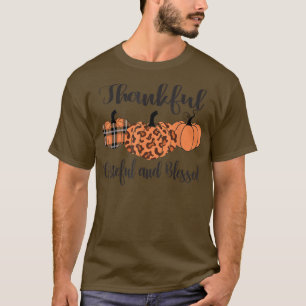 Thankful Grateful Blessed Plaid Leopard Pumpkin Th T-Shirt