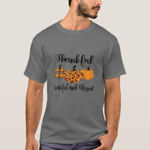 Thankful Grateful Blessed Plaid Leopard Pumpkin Th T-Shirt