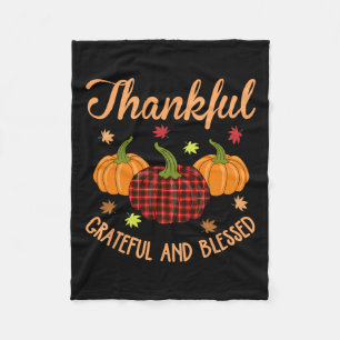 Thankful Grateful Blessed Plaid Shirt Thanksgiving Fleece Blanket