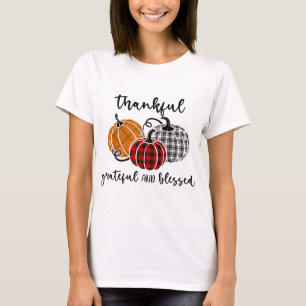 Thankful Grateful Blessed Plaid Thanksgiving Men W T-Shirt