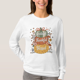 Thankful Grateful Blessed Pumpkin Kitchen Fall A T-Shirt