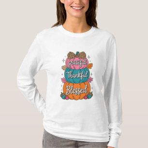 Thankful Grateful Blessed Pumpkin Kitchen Fall A T-Shirt