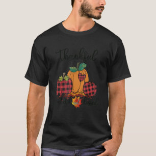 Thankful Grateful Blessed Pumpkin Plaid Thanksgivi T-Shirt