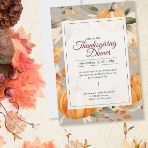 Thankful Grateful Blessed Pumpkin Thanksgiving Invitation