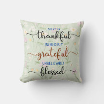 Thankful Grateful Blessed, Religious Throw Pillow