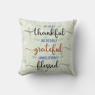 Thankful Grateful Blessed, Religious Throw Pillow