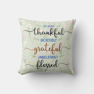 Thankful Grateful Blessed, Religious Throw Pillow
