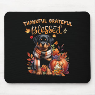 Thankful Grateful Blessed Rottweiler Dog Fall Y'al Mouse Pad