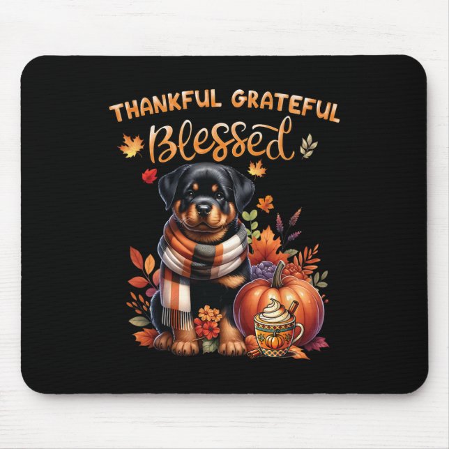 Thankful Grateful Blessed Rottweiler Dog Fall Y'al Mouse Pad (Front)