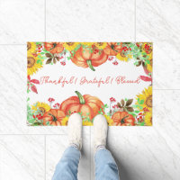 Thankful Grateful Blessed Rustic Pumpkin Floral