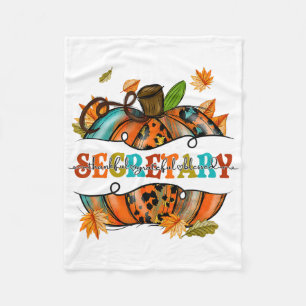 Thankful Grateful Blessed Secretary Pumpkin Autumn Fleece Blanket
